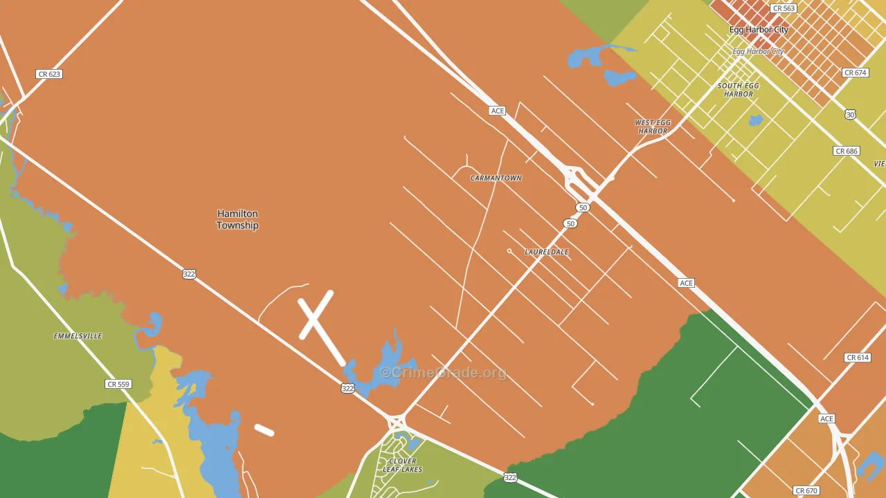 Laureldale, NJ Map of Vandalism Rates