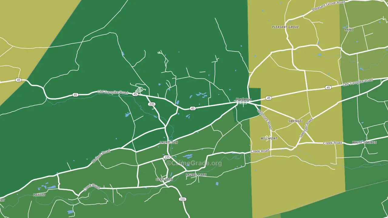 Laurelton, PA Map of Vandalism Rates