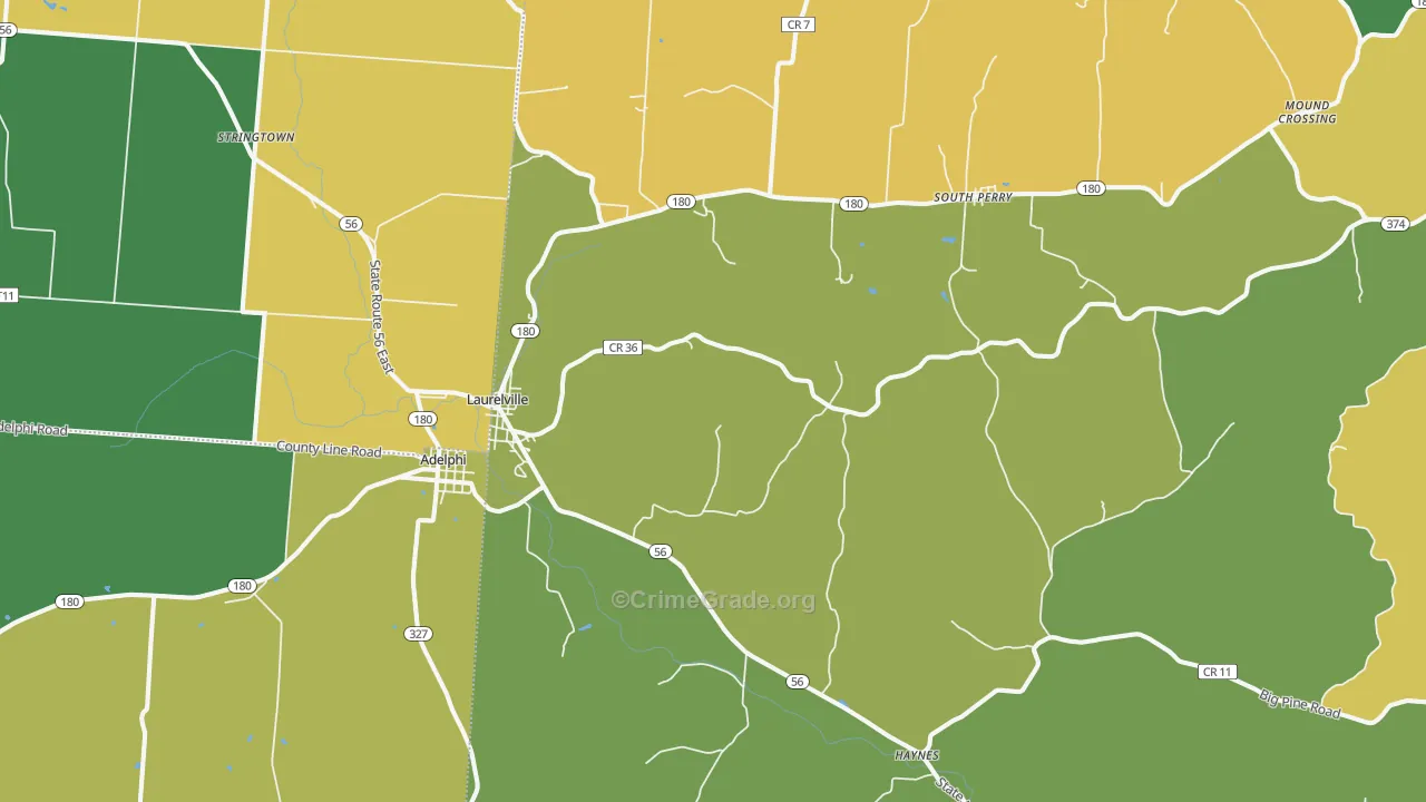 Laurelville, OH Map of Vandalism Rates