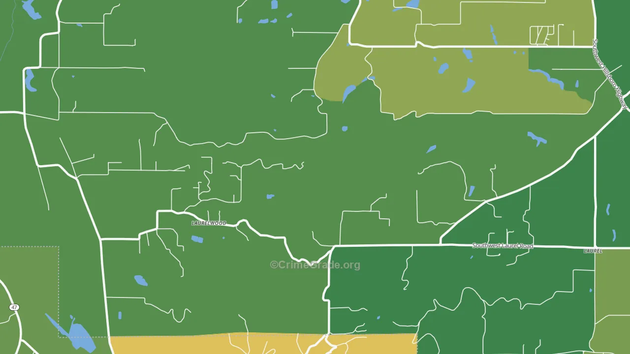 Laurelwood, OR Map of Vandalism Rates