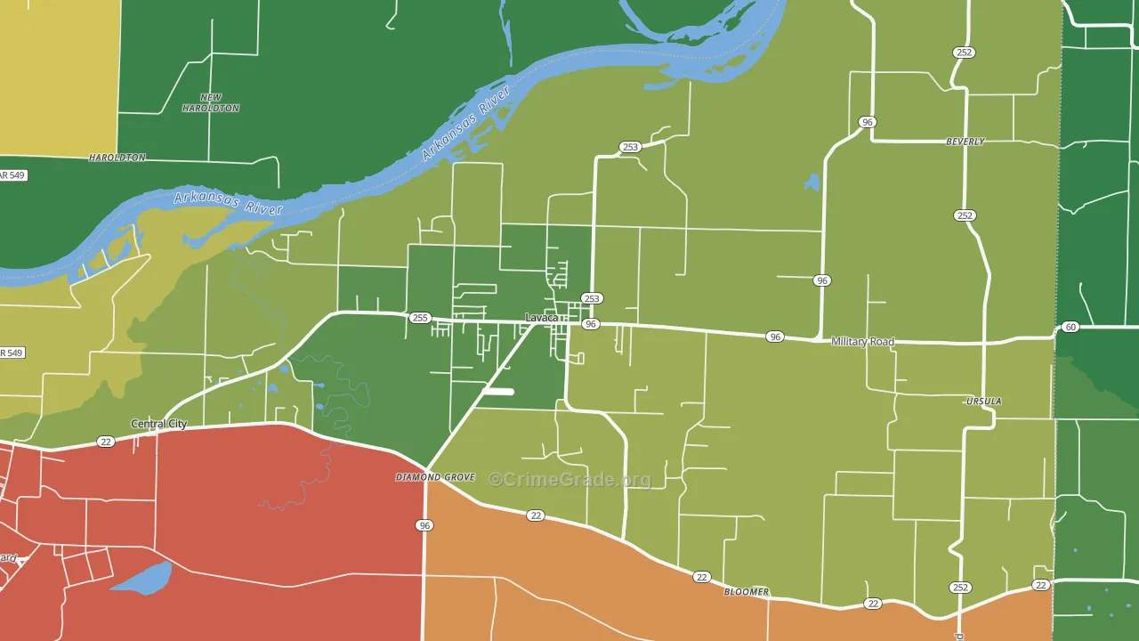 Lavaca, AR Map of Vandalism Rates