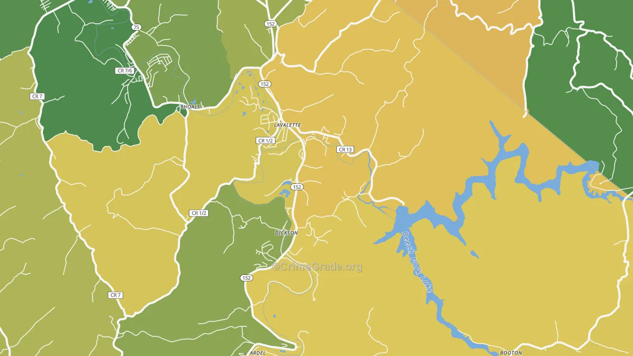 Lavalette, WV Map of Vandalism Rates