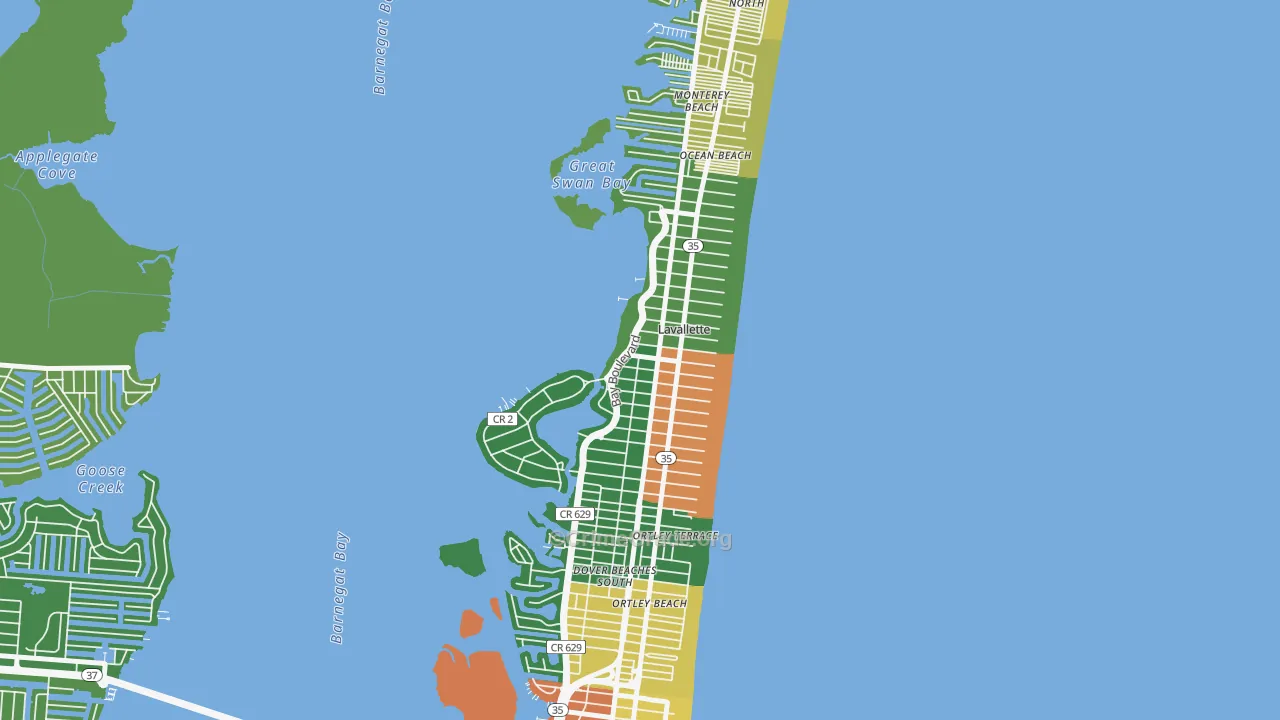 Lavallette, NJ Map of Vandalism Rates