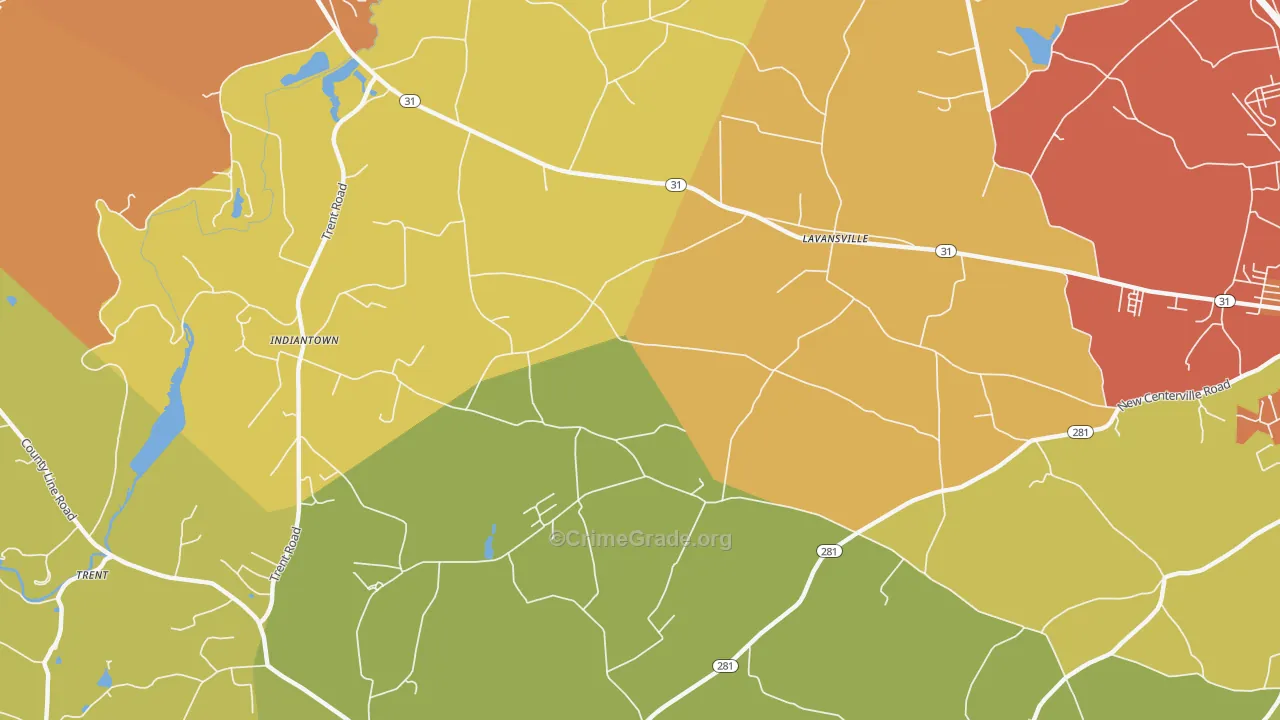 Lavansville, PA Map of Vandalism Rates