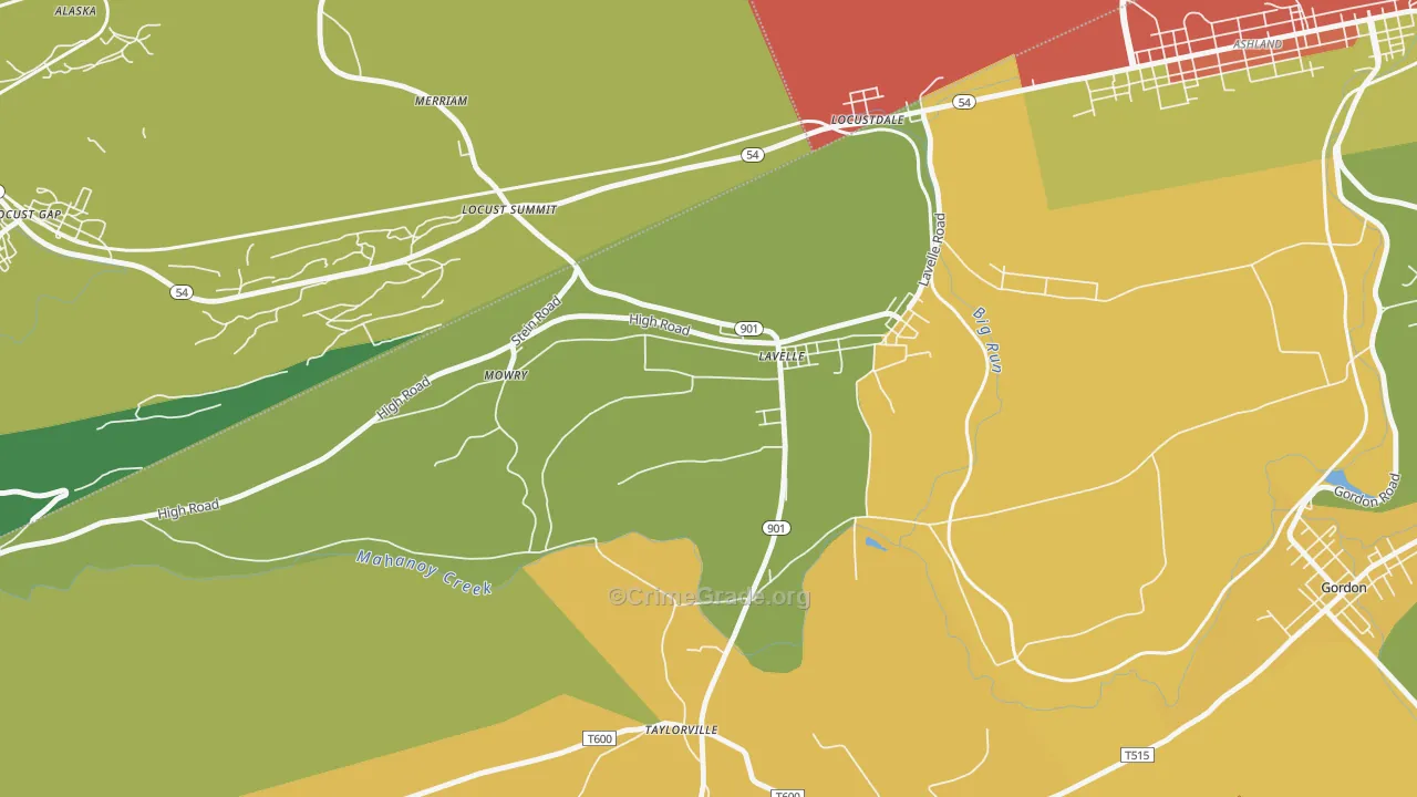 Lavelle, PA Map of Vandalism Rates