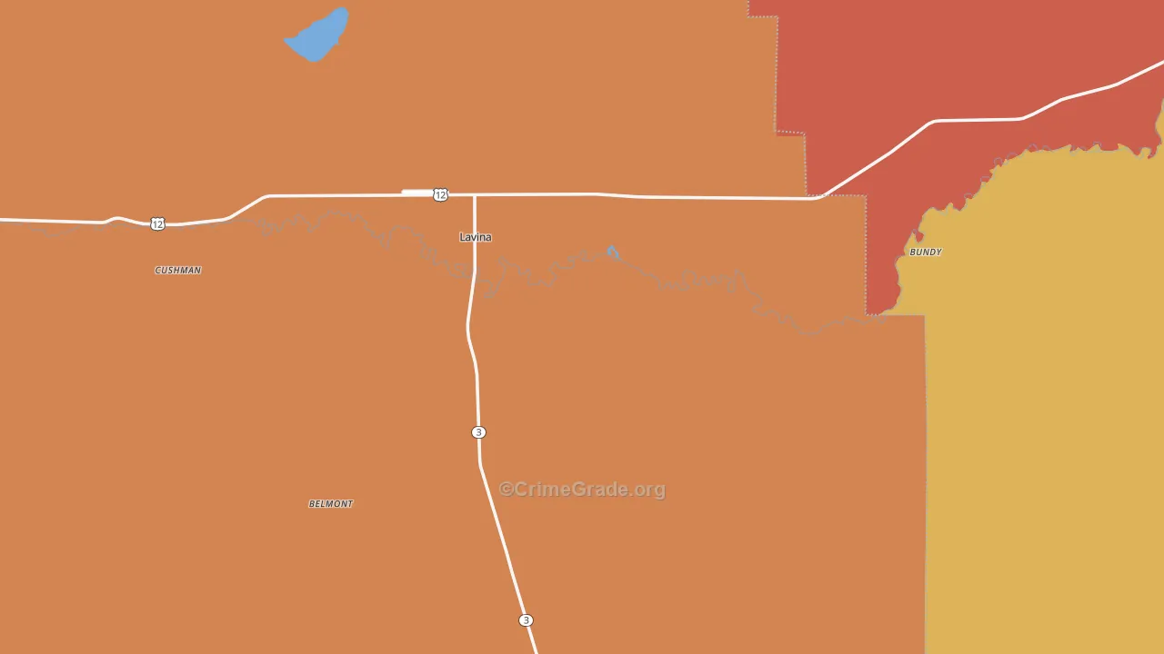 Lavina, MT Map of Vandalism Rates
