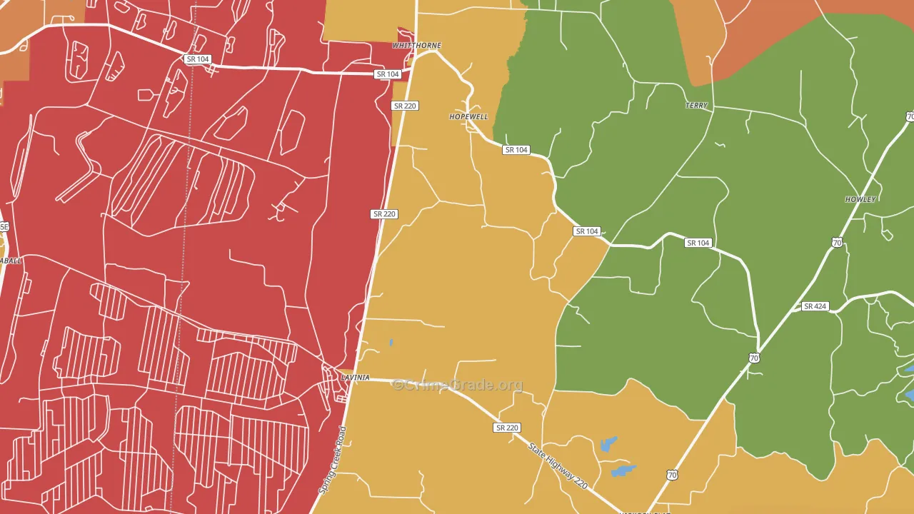 Lavinia, TN Map of Vandalism Rates