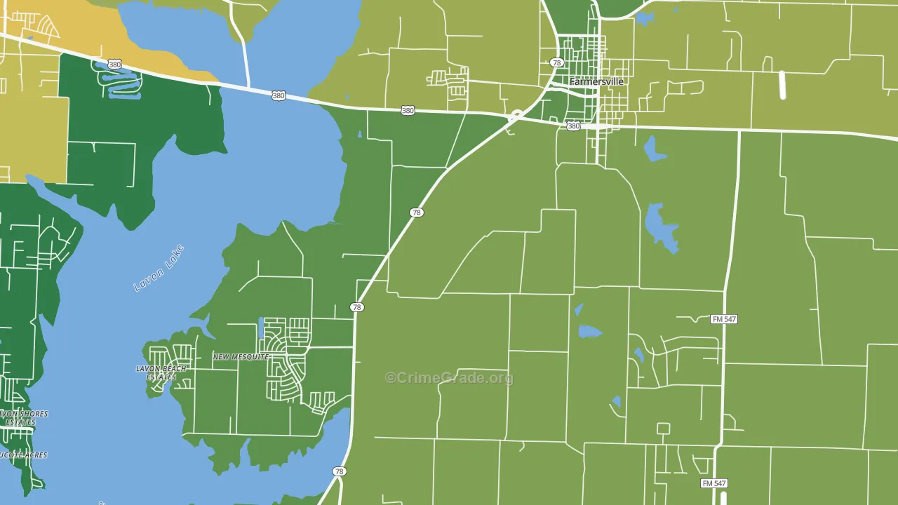 Lavon Beach Estates, TX Map of Vandalism Rates