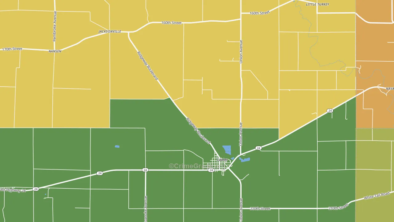 Lawler, IA Map of Vandalism Rates