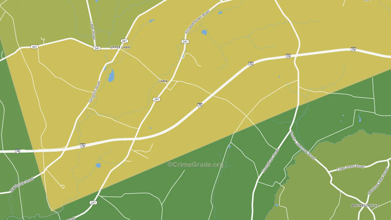 Lawn, PA Map of Vandalism Rates