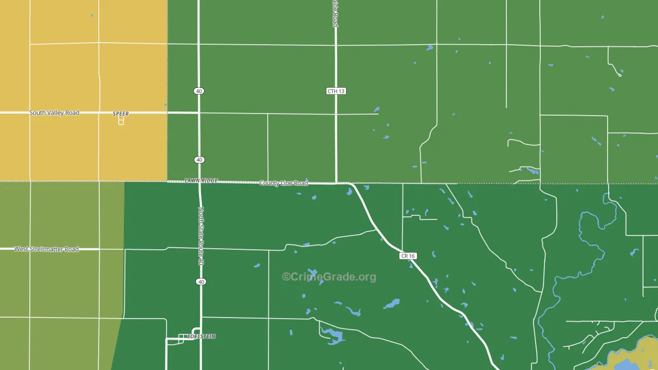 Lawn Ridge, IL Map of Vandalism Rates