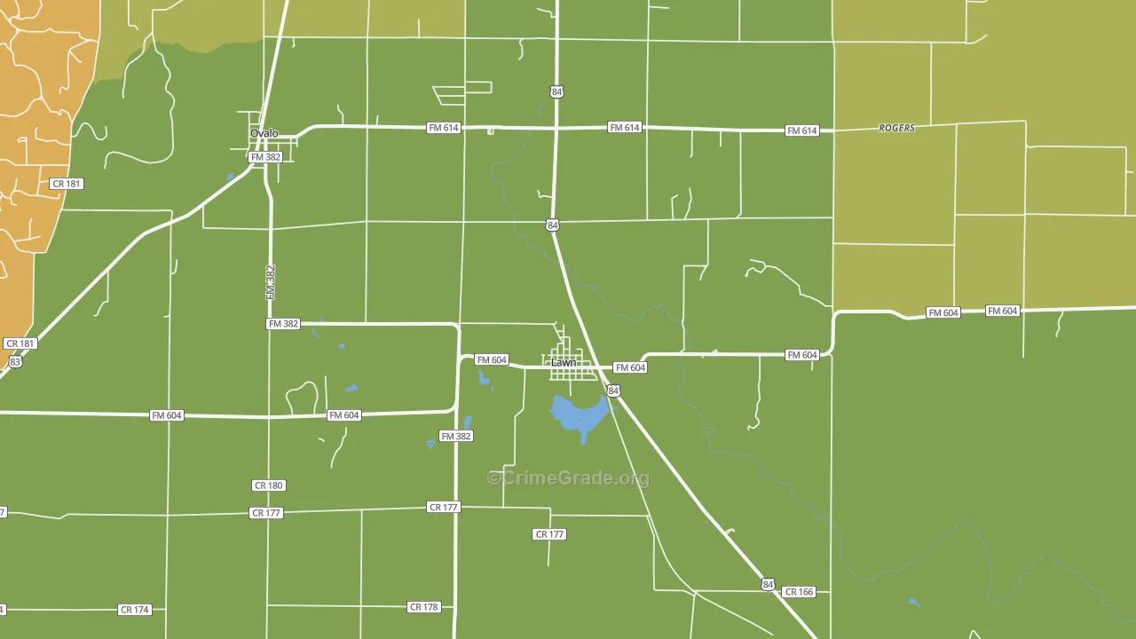 Lawn, TX Map of Vandalism Rates