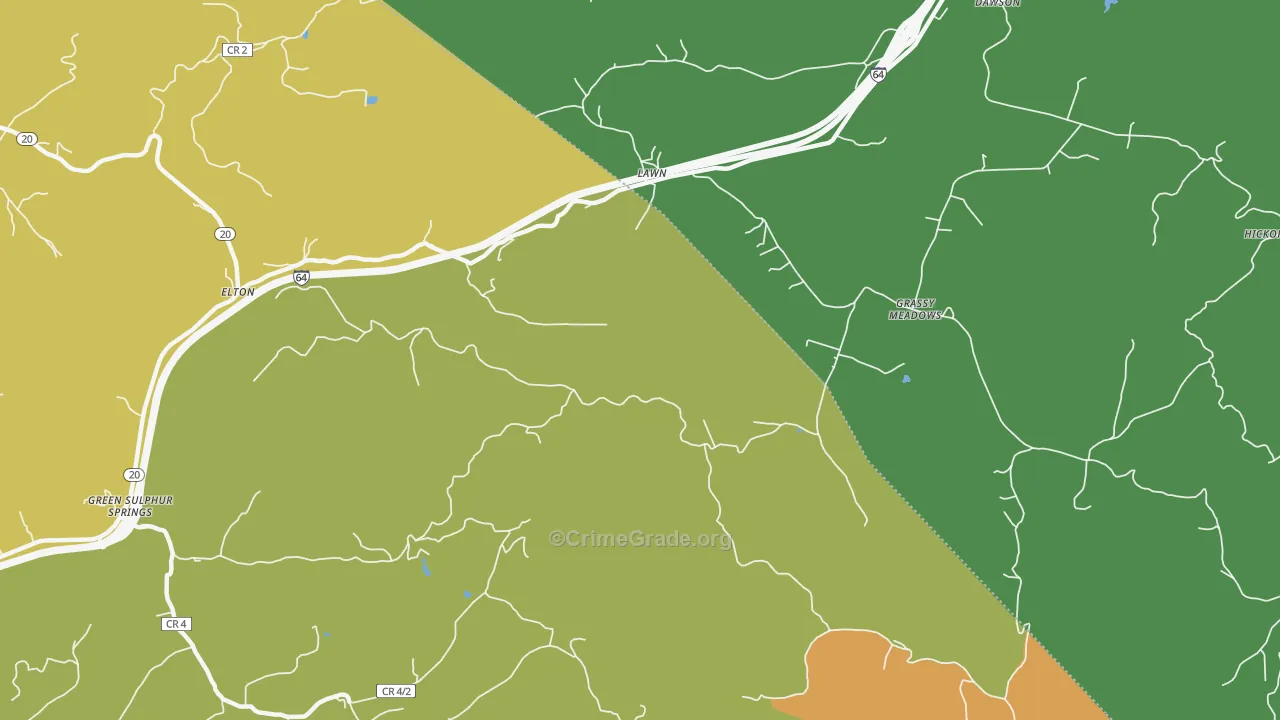 Lawn, WV Map of Vandalism Rates