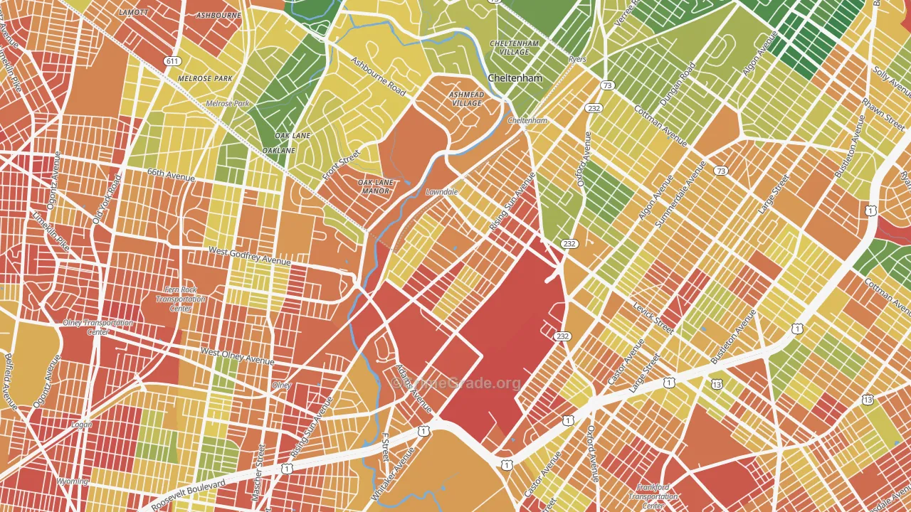 Lawncrest, Philadelphia, PA Map of Vandalism Rates