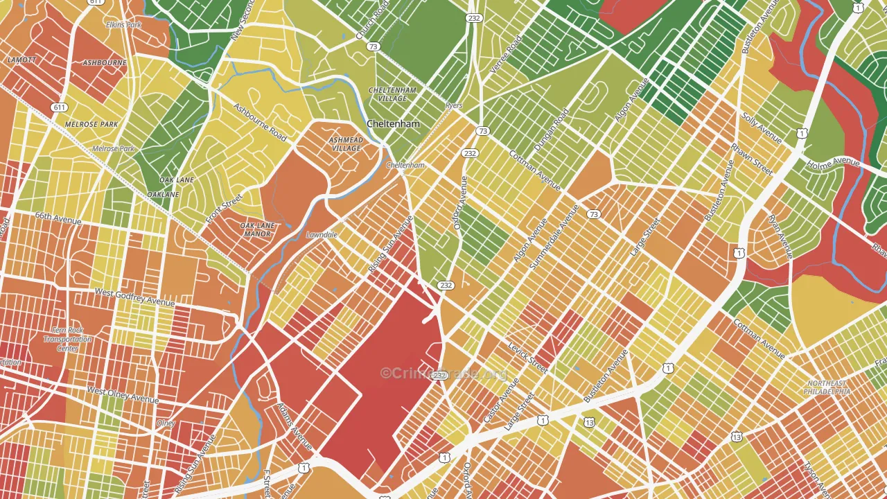 Lawndale, Philadelphia, PA Map of Vandalism Rates