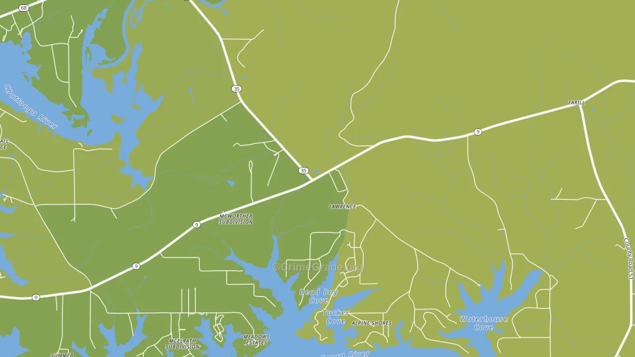 Lawrence, AL Map of Vandalism Rates