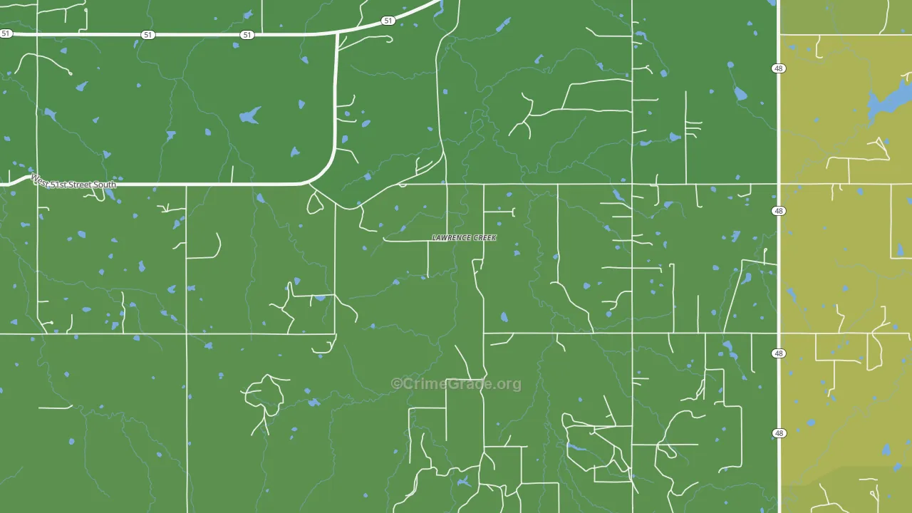 Lawrence Creek, OK Map of Vandalism Rates