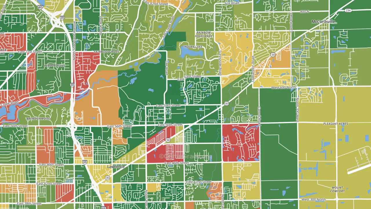 Lawrence, IN Map of Vandalism Rates