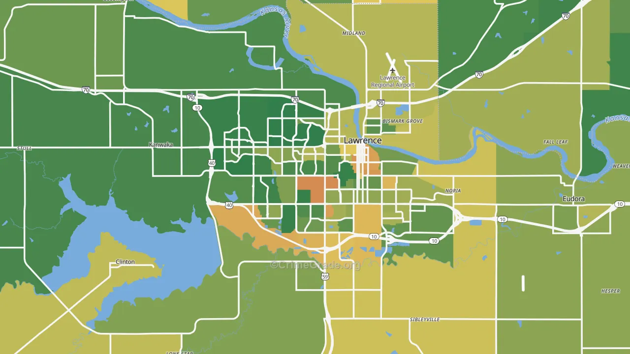 Lawrence, KS Map of Vandalism Rates