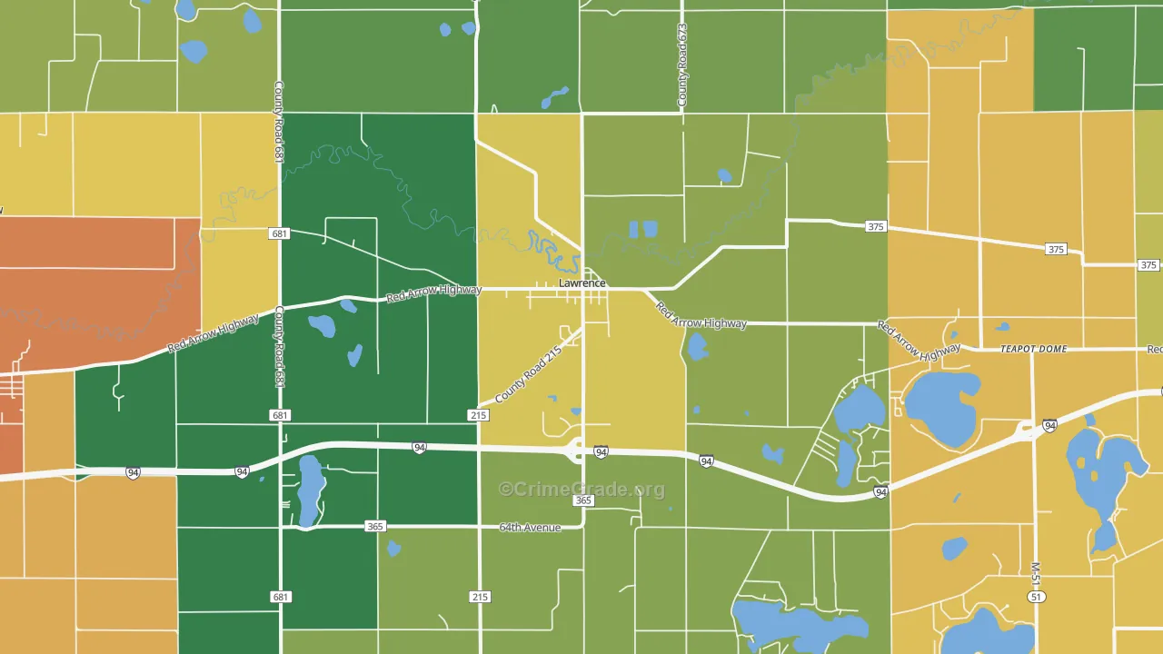 Lawrence, MI Map of Vandalism Rates