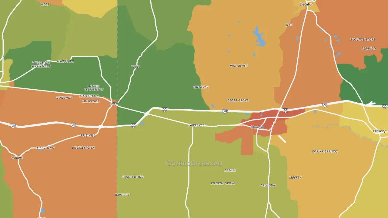 Lawrence, MS Map of Vandalism Rates