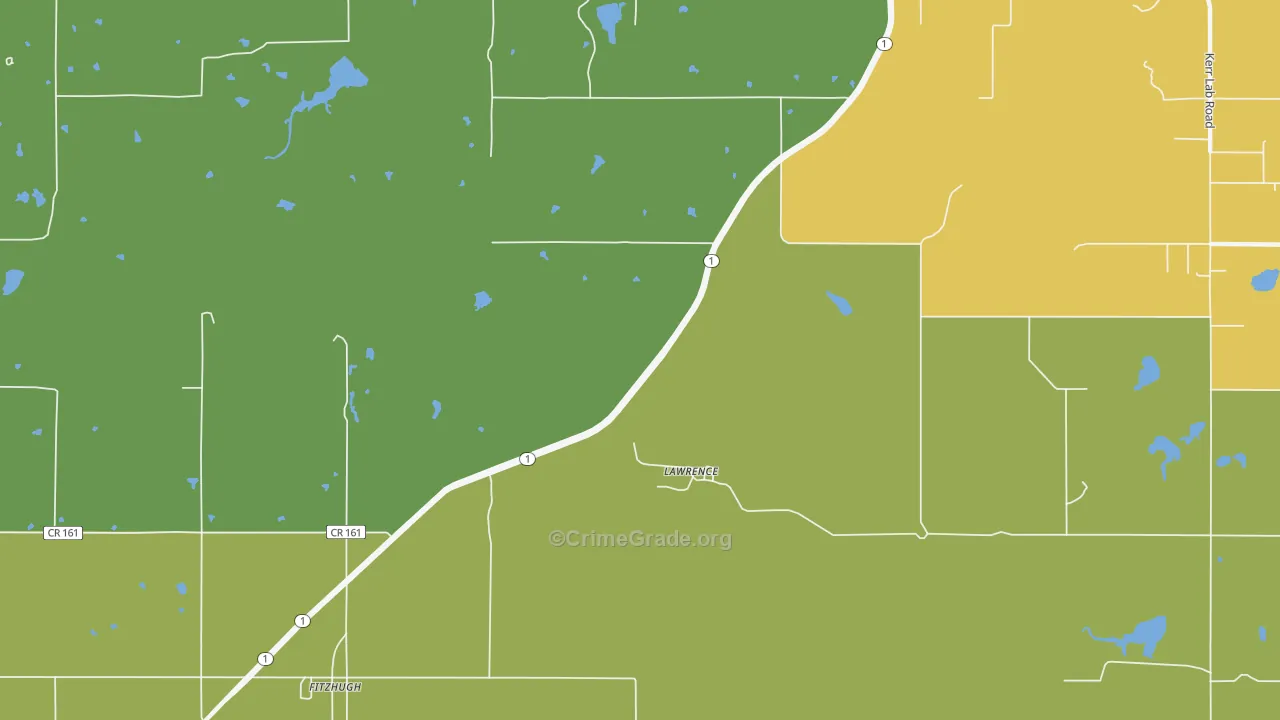 Lawrence, OK Map of Vandalism Rates