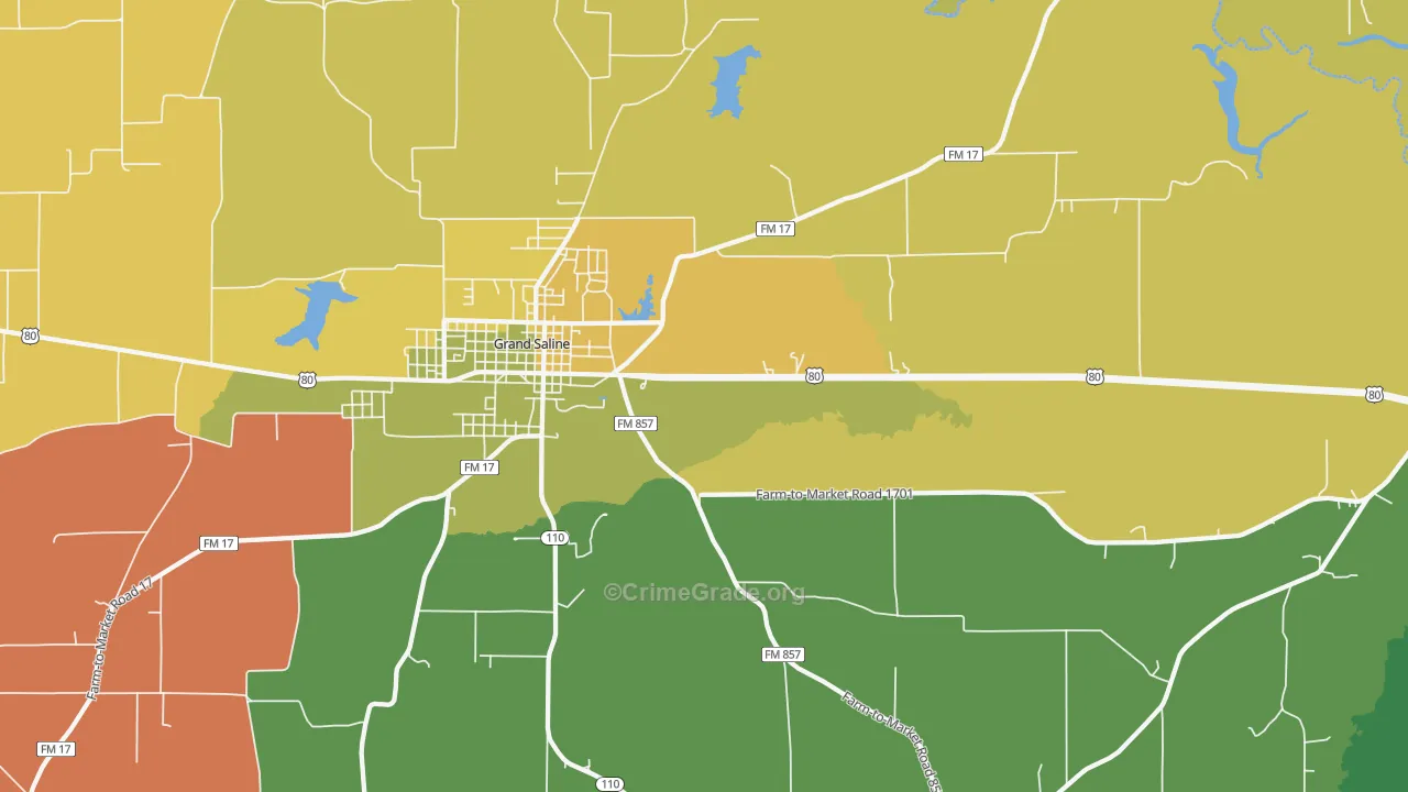 Lawrence Springs, TX Map of Vandalism Rates