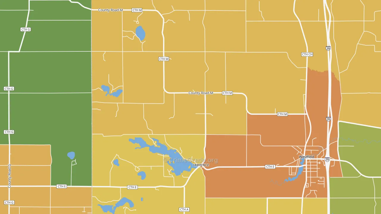 Lawrence, WI Map of Vandalism Rates