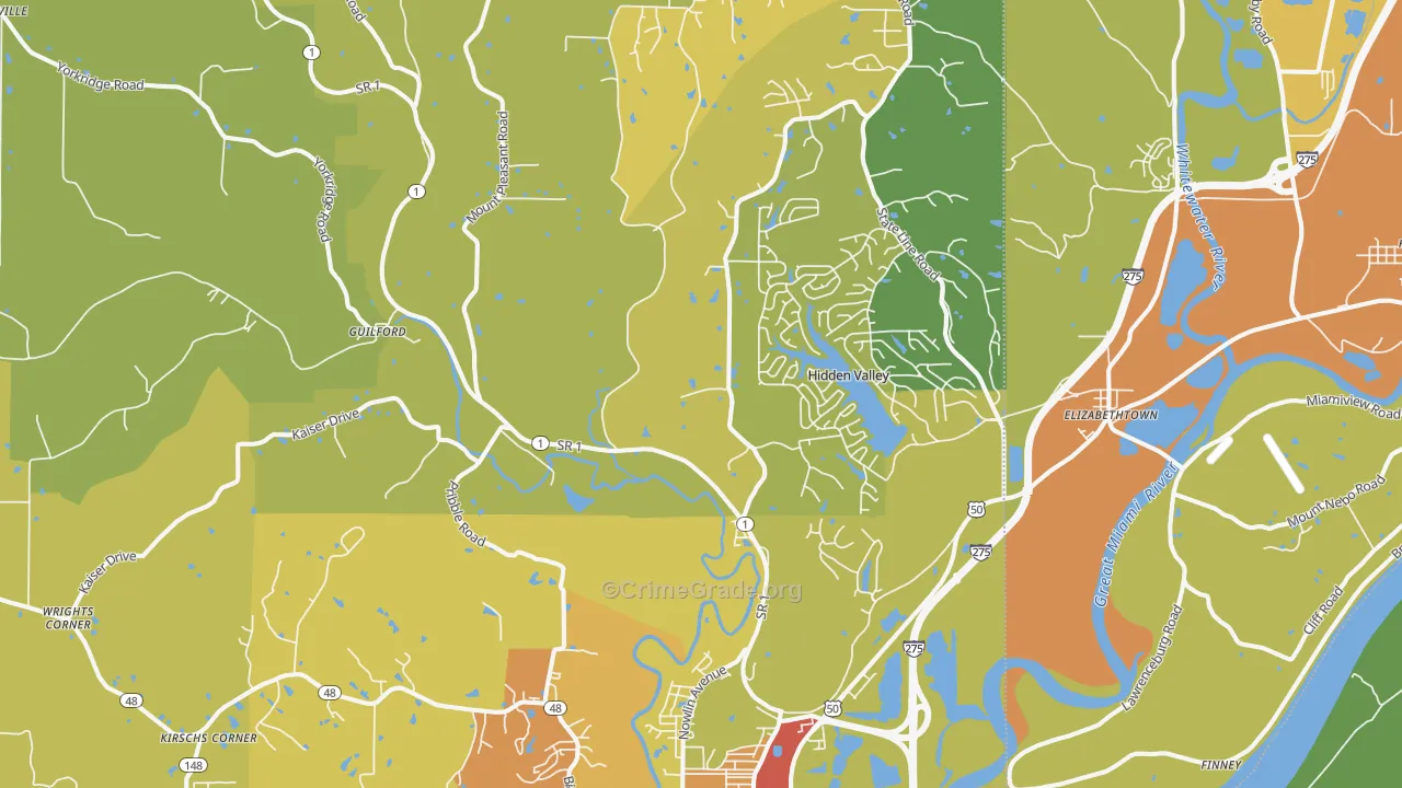 Lawrenceburg, IN Map of Vandalism Rates