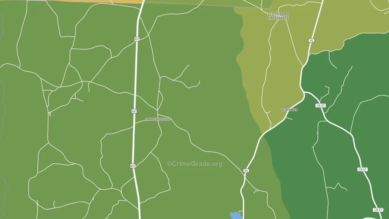 Lawrenceville, AL Map of Vandalism Rates