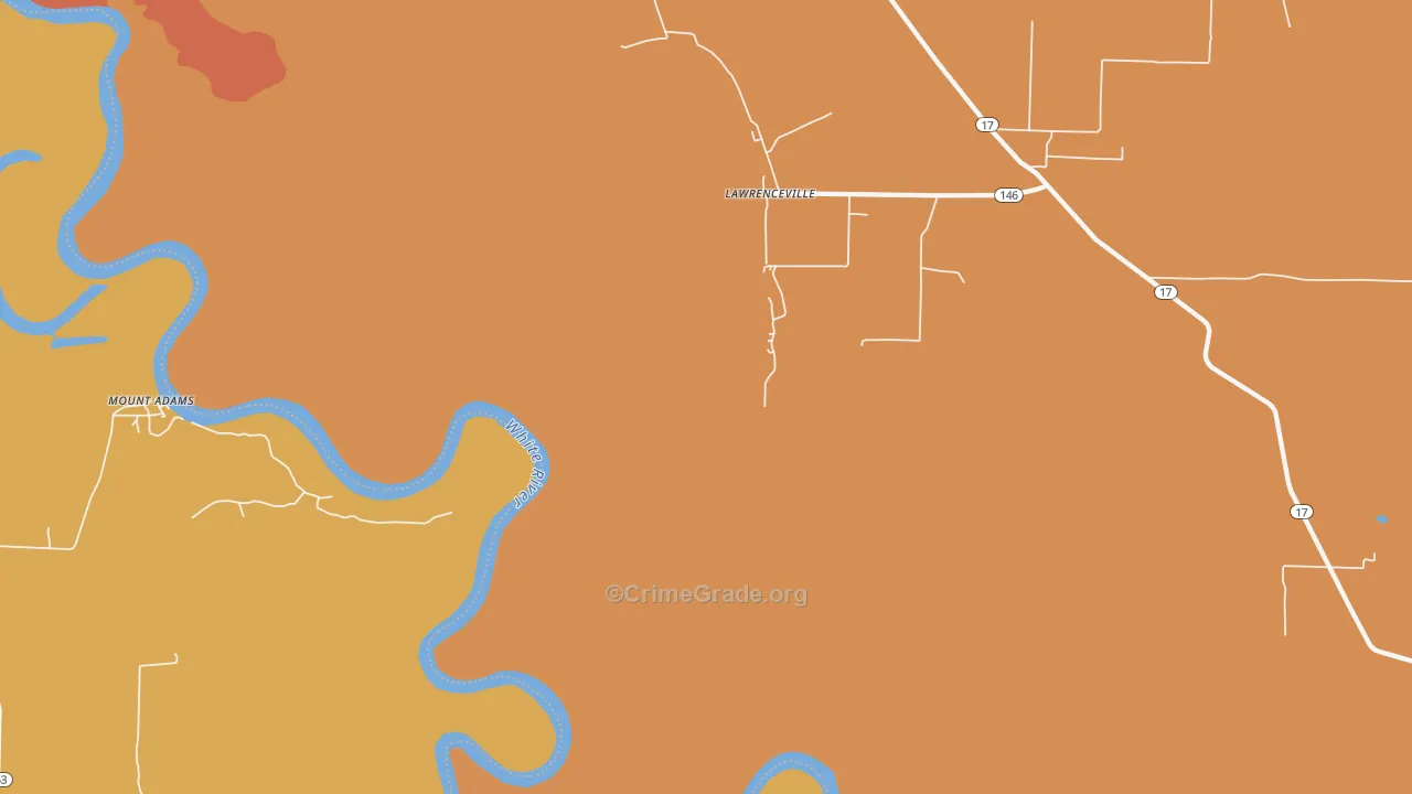 Lawrenceville, AR Map of Vandalism Rates