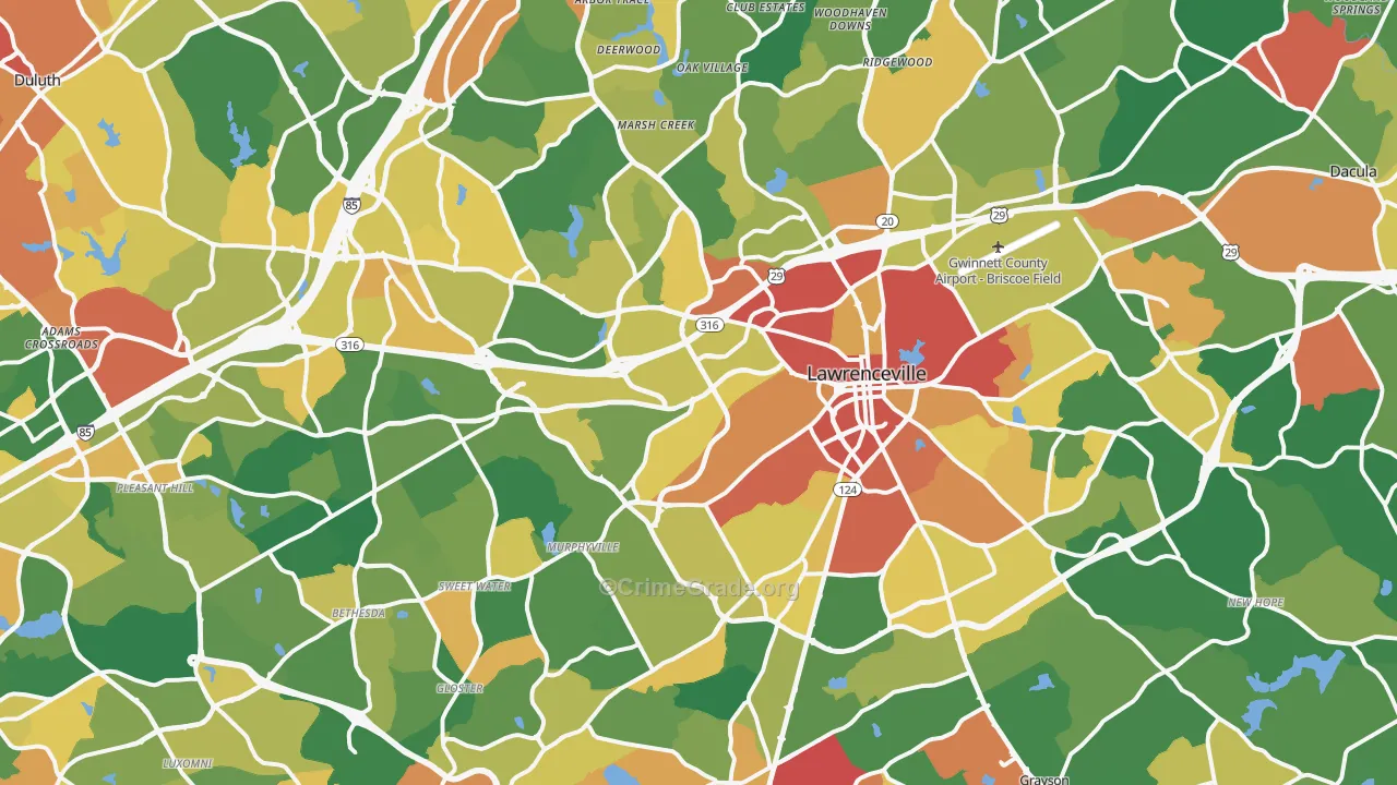 Lawrenceville, GA Map of Vandalism Rates