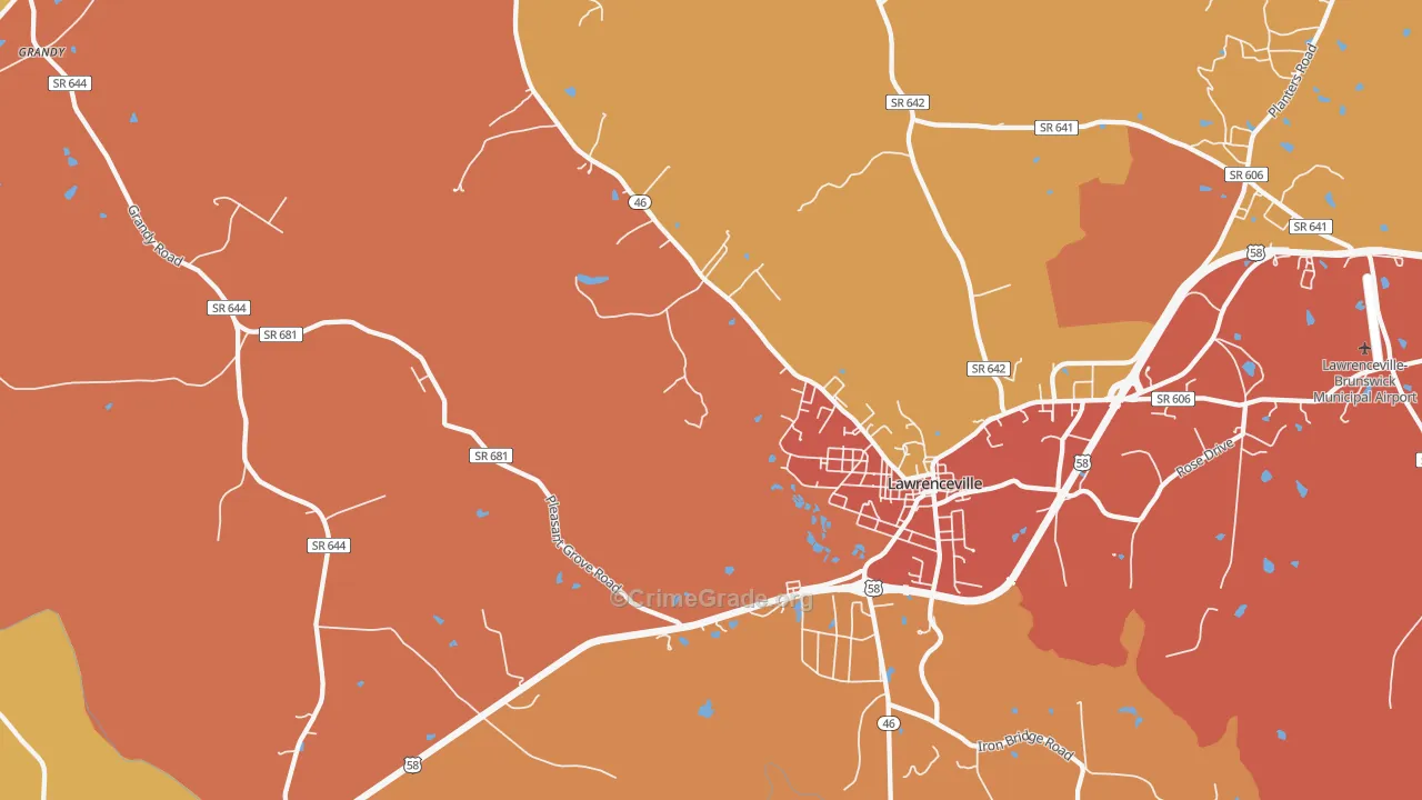 Lawrenceville Hills, VA Map of Vandalism Rates