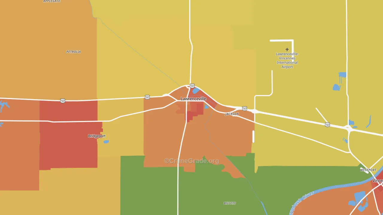Lawrenceville, IL Map of Vandalism Rates