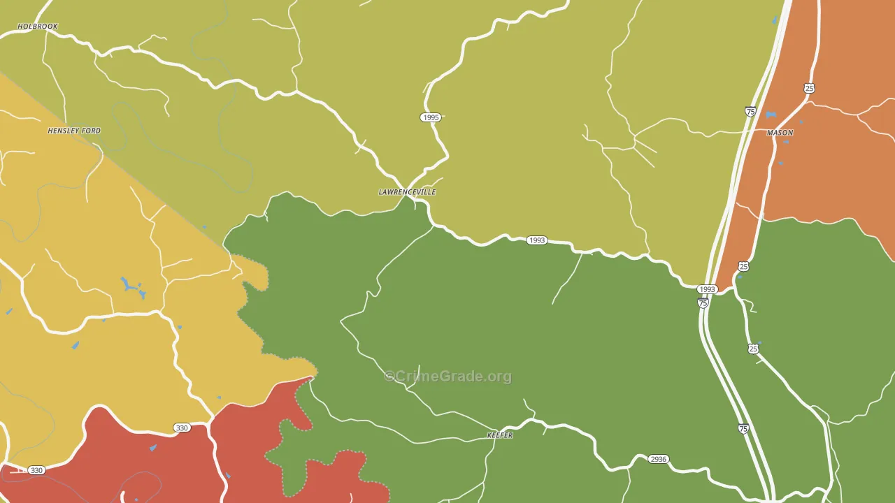 Lawrenceville, KY Map of Vandalism Rates