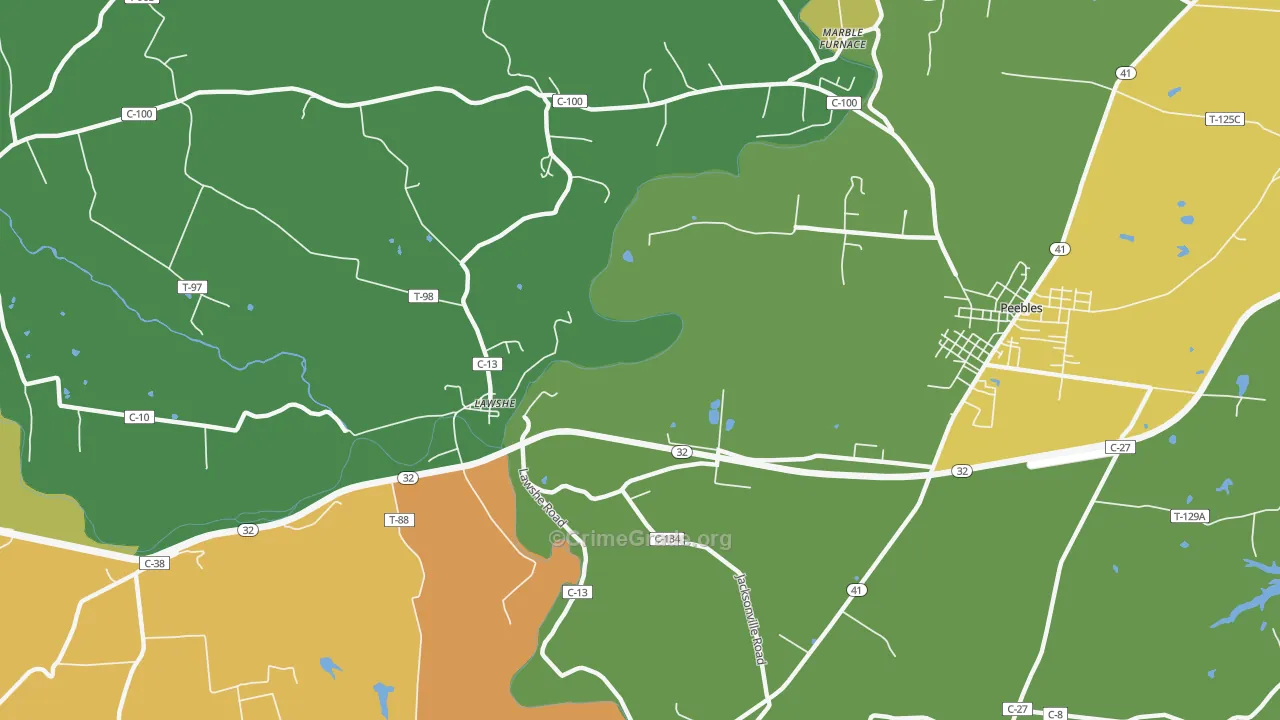 Lawshe, OH Map of Vandalism Rates