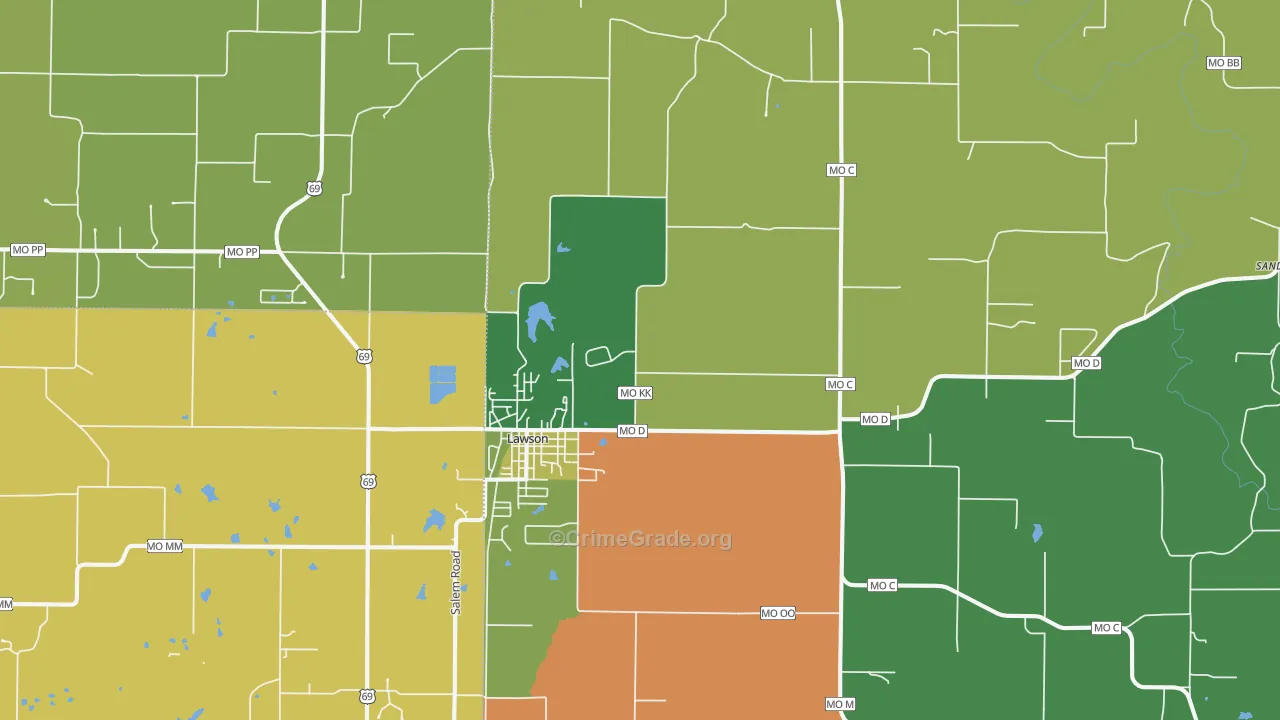 Lawson, MO Map of Vandalism Rates
