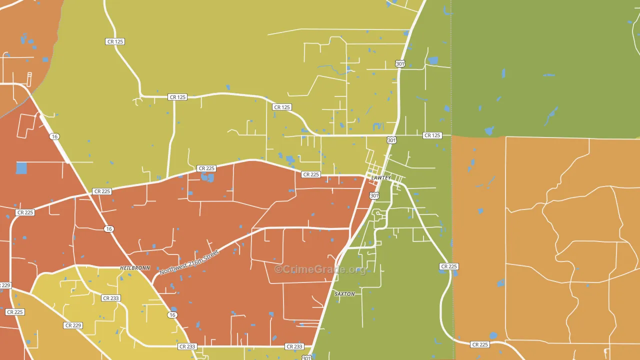 Lawtey, FL Map of Vandalism Rates