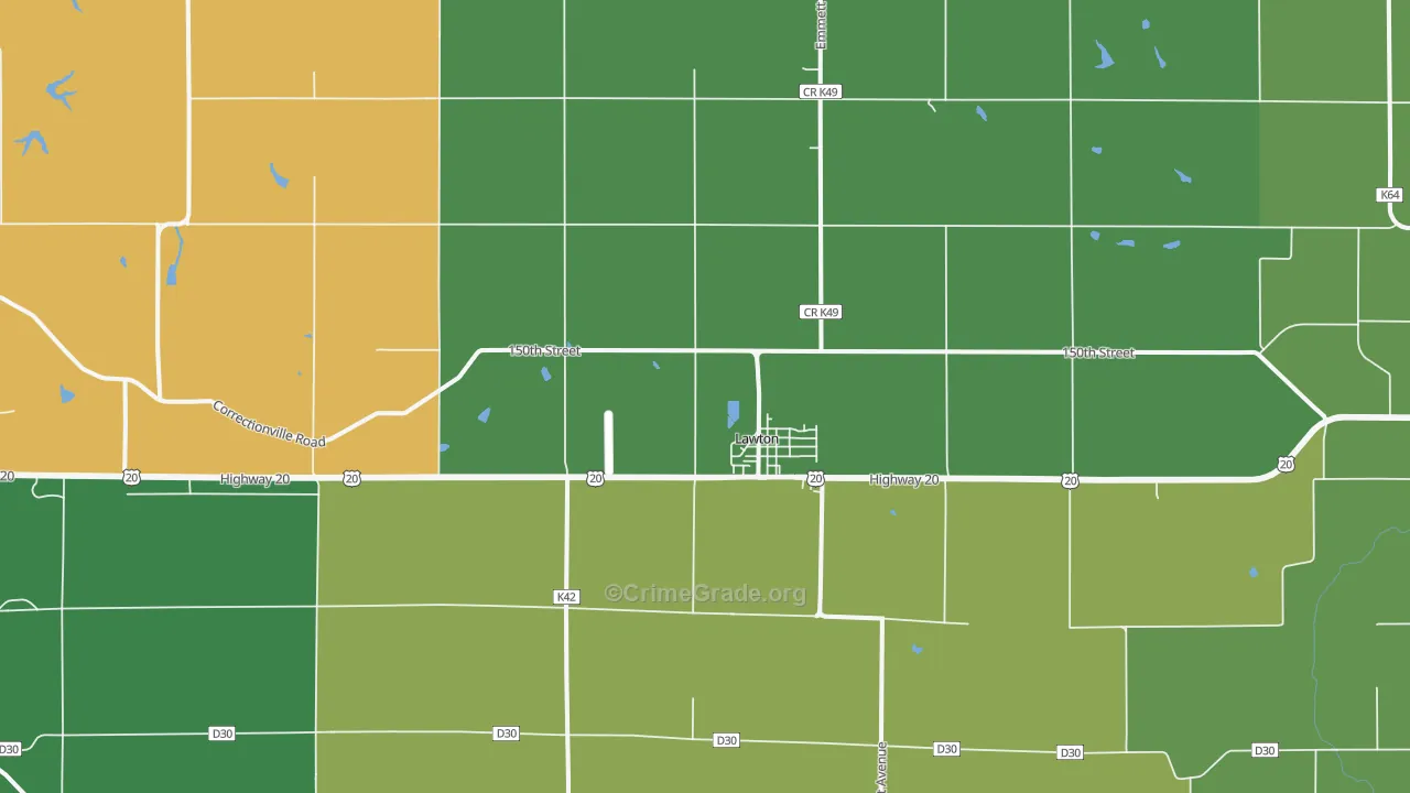 Lawton, IA Map of Vandalism Rates
