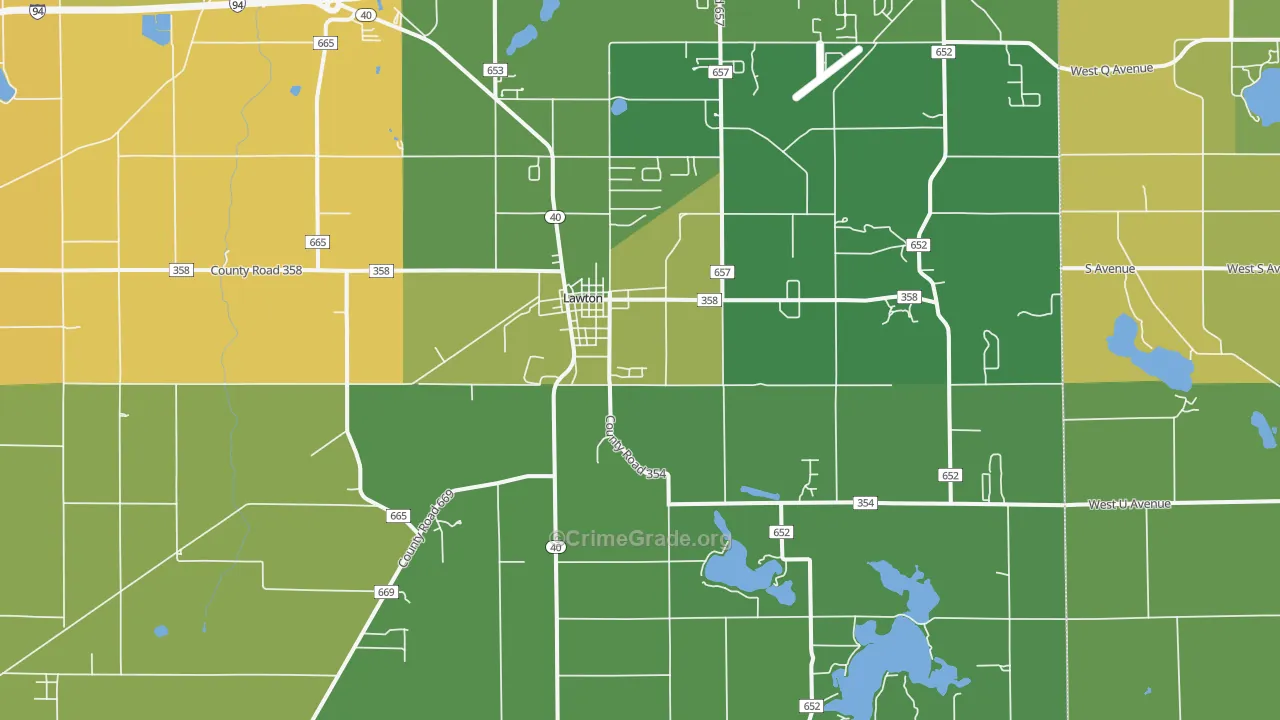 Lawton, MI Map of Vandalism Rates