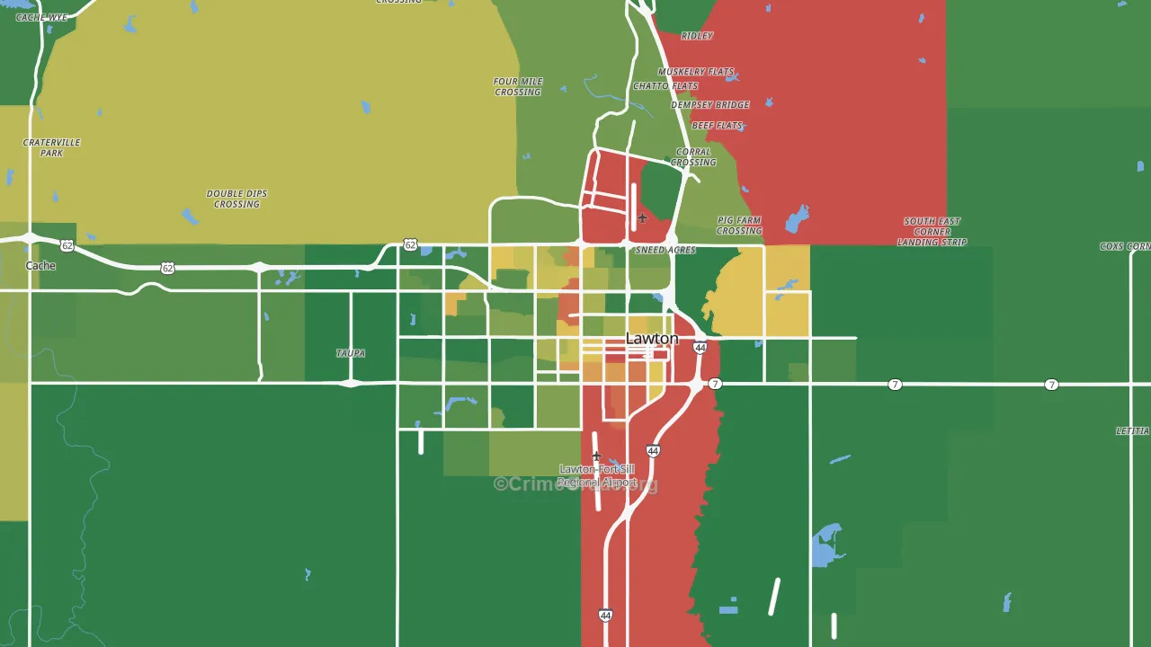 Lawton, OK Map of Vandalism Rates