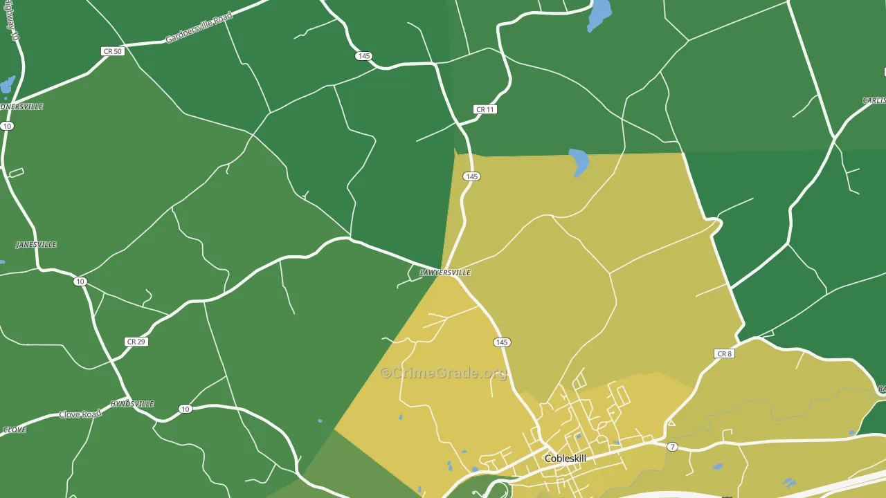 Lawyersville, NY Map of Vandalism Rates
