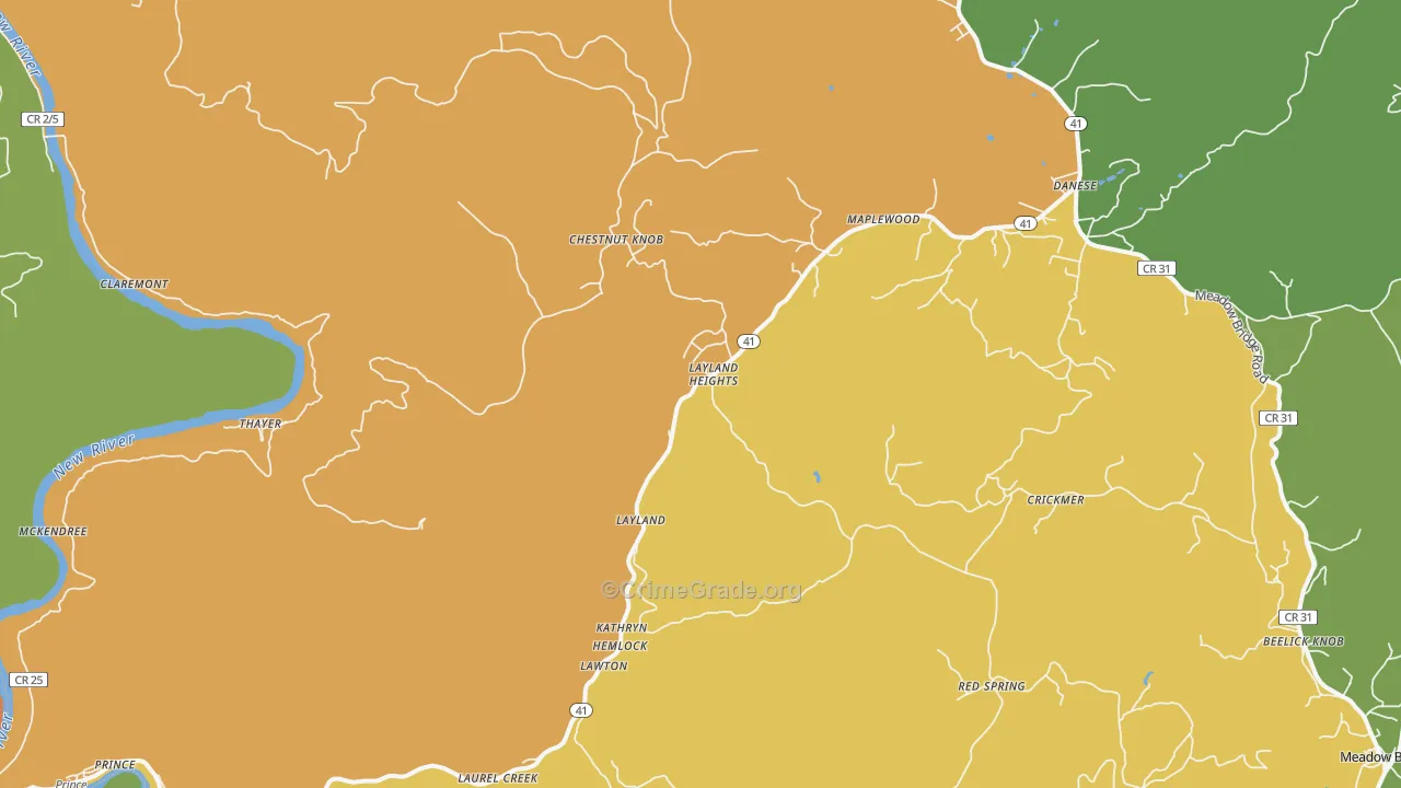 Layland, WV Map of Vandalism Rates