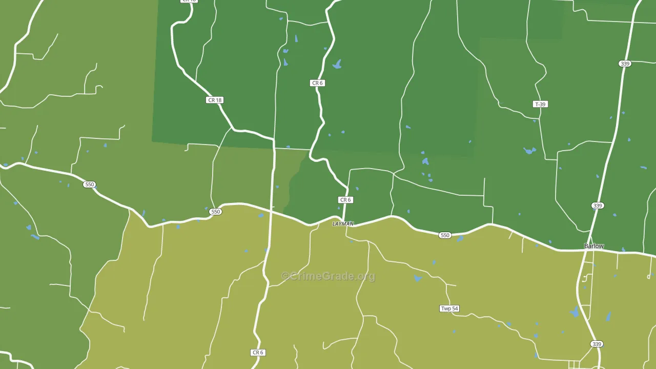 Layman, OH Map of Vandalism Rates
