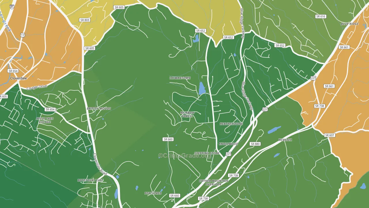 Laymantown, VA Map of Vandalism Rates