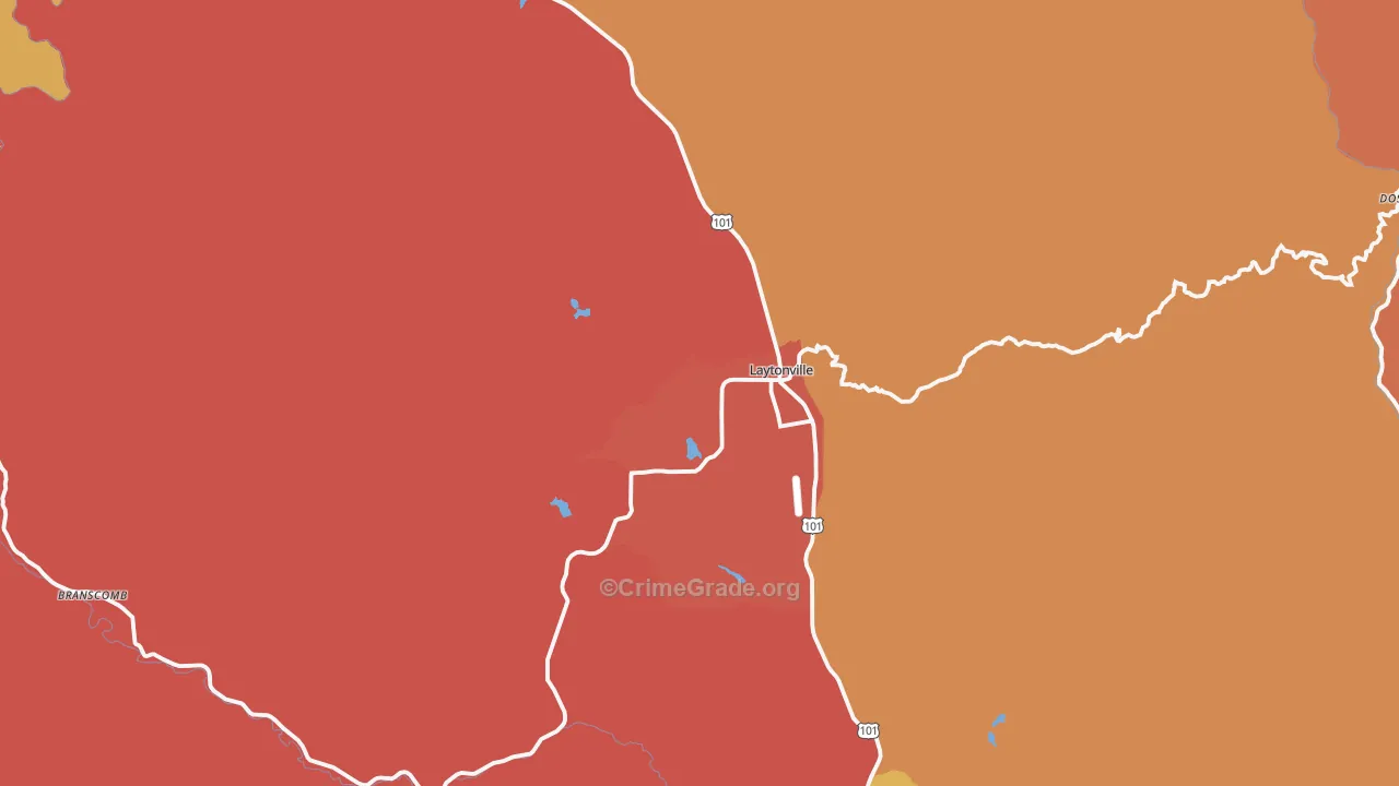 Laytonville, CA Map of Vandalism Rates