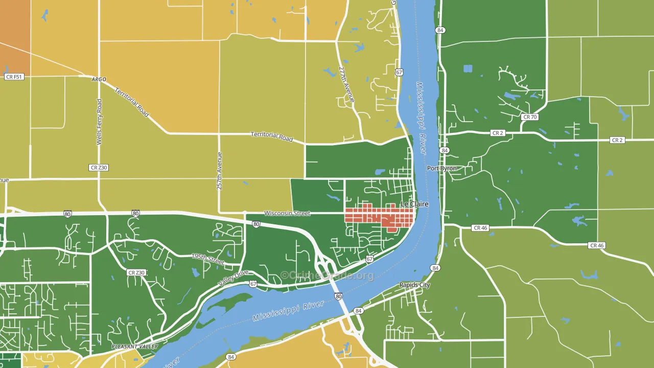 Le Claire, IA Map of Vandalism Rates