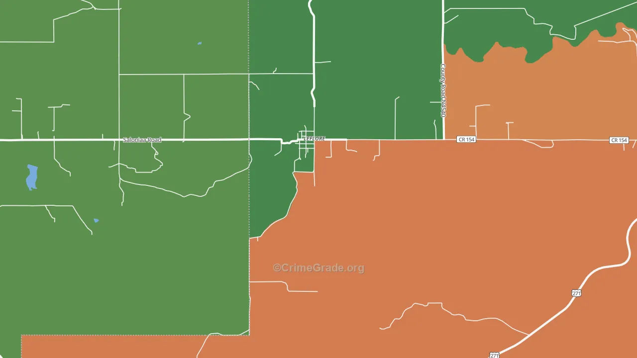 Le Flore, OK Map of Vandalism Rates