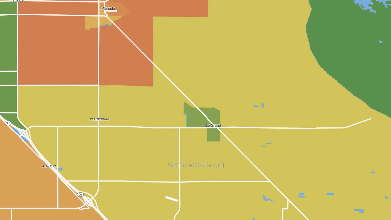 Le Grand, CA Map of Vandalism Rates