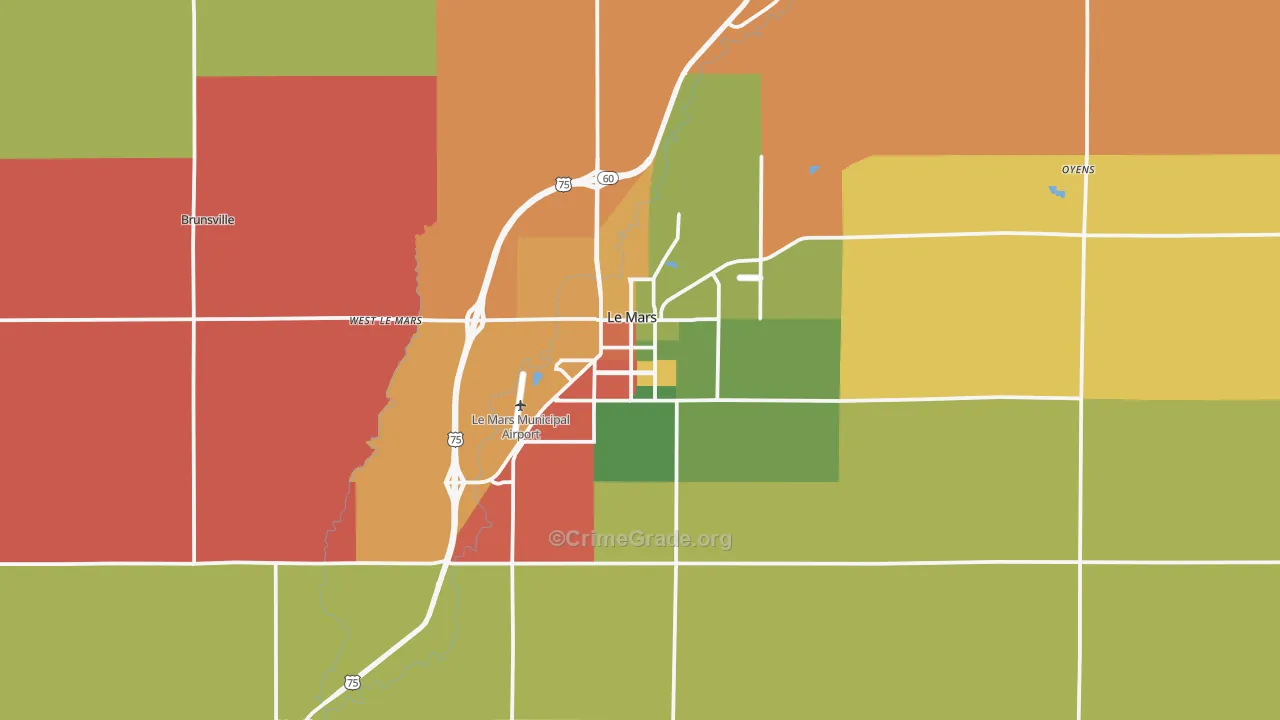 Le Mars, IA Map of Vandalism Rates